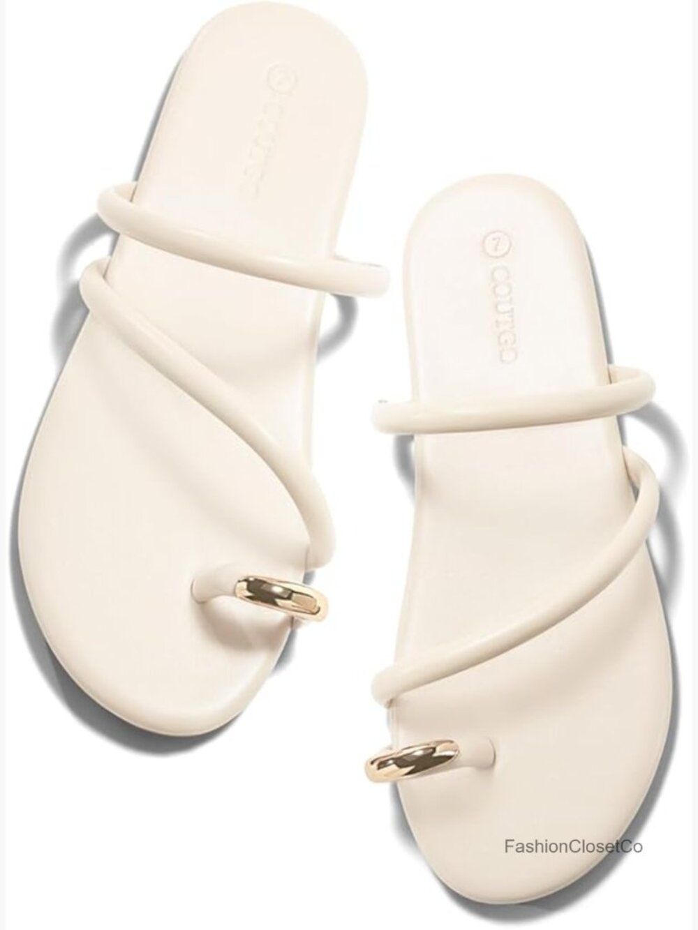Strappy Flat Sandals Square Open Toe Flip Flops Slides Toe Ring Summer Dress